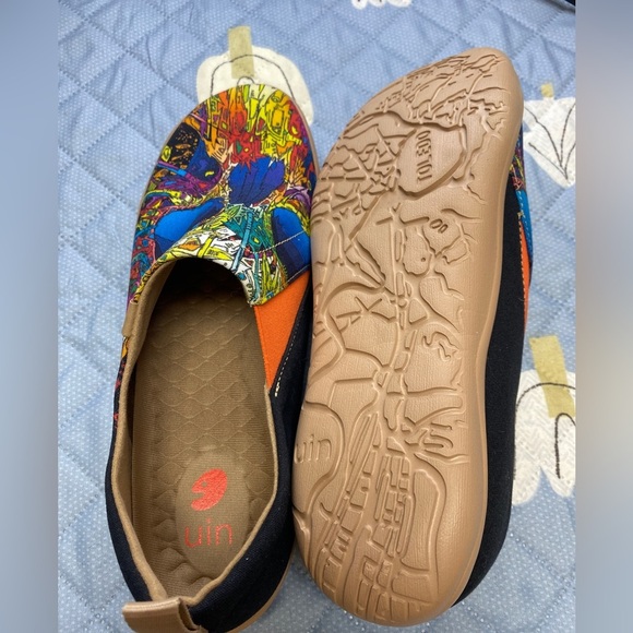 UIN Women’s Slip On Sneaker Casual Loafers Art Painted Walking Shoes - Picture 3 of 5